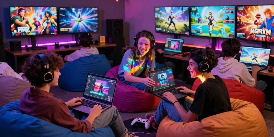 Play engaging html porn game in a vibrant gaming lounge.