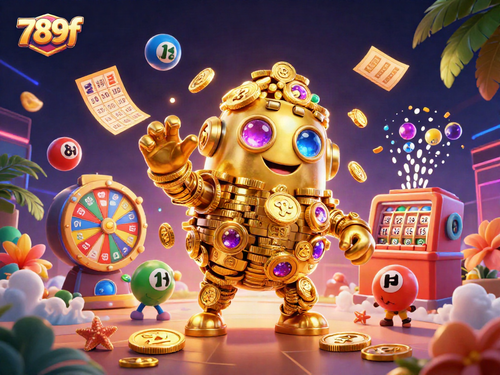 Engage with the thrilling world of 789f through a vibrant casino illustration filled with dynamic lottery elements.