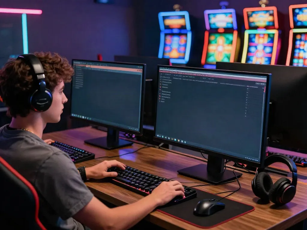 Player enjoying an exciting online casino experience at a desktop, focusing on casinos not on GamStop.