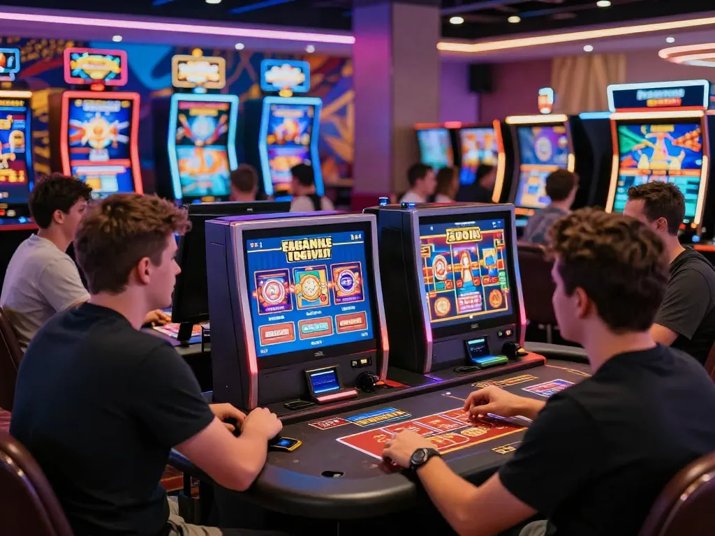 Gamers enjoying engaging online casino games not on GamStop in a vibrant setting.