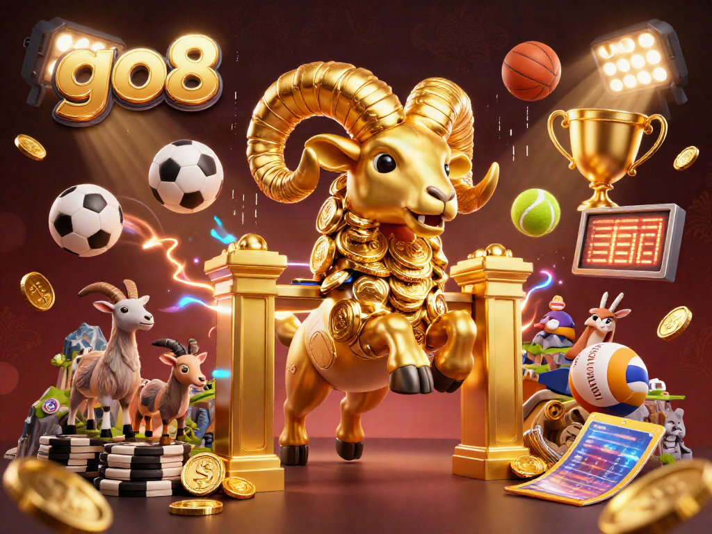 Bet on vibrant sports with go8's thrilling gaming elements and golden rewards in a dynamic scene.