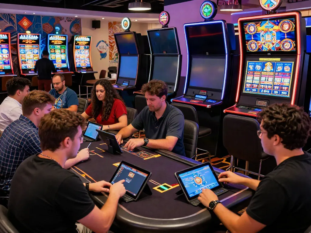 Players enjoying diverse games at a non GamStop casino, showcasing excitement and anonymity.