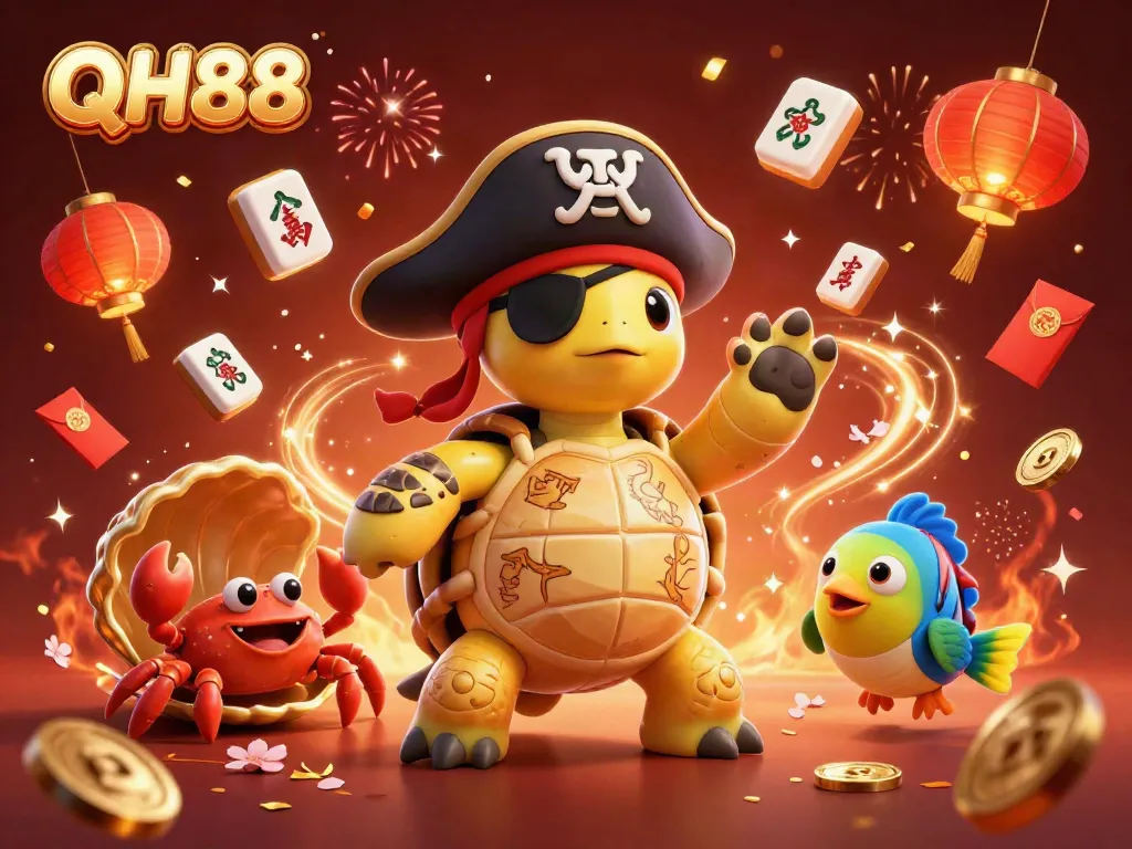 Engage in thrilling gameplay with QH88 in this vibrant casino-inspired illustration.