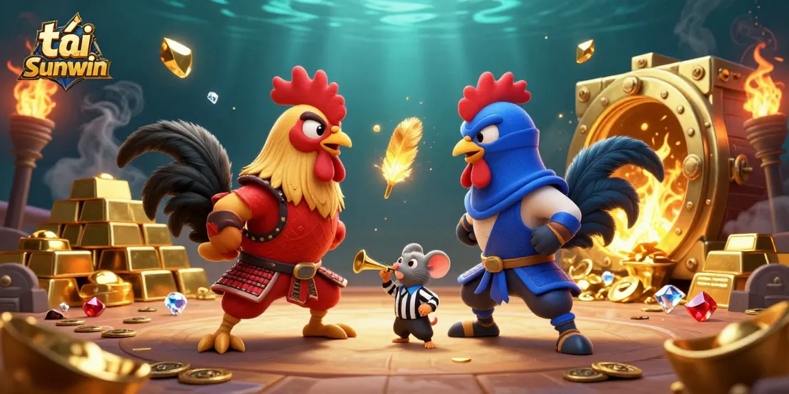 Experience the excitement with tải sunwin as roosters battle in a rich, animated casino arena.