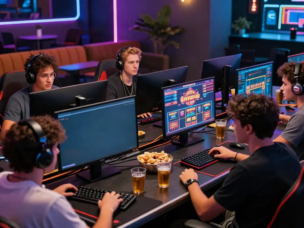 Gamers enjoying a lively casino experience not on GamStop in a dynamic setting.