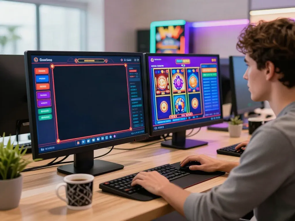 Player enjoying games at a vibrant online casino not on GamStop, showcasing excitement and entertainment.